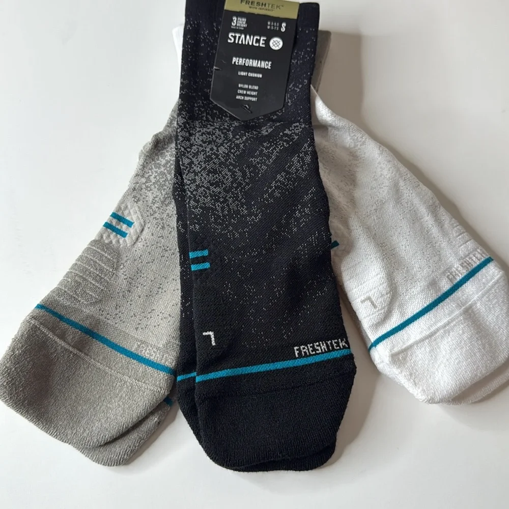 Stance 3pk Performance Crew Run LT Socks Multi Small
